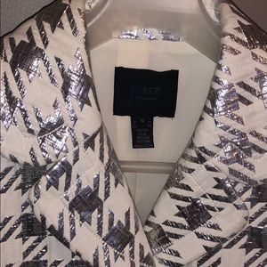 JCrew Collection silver and white silk jacket